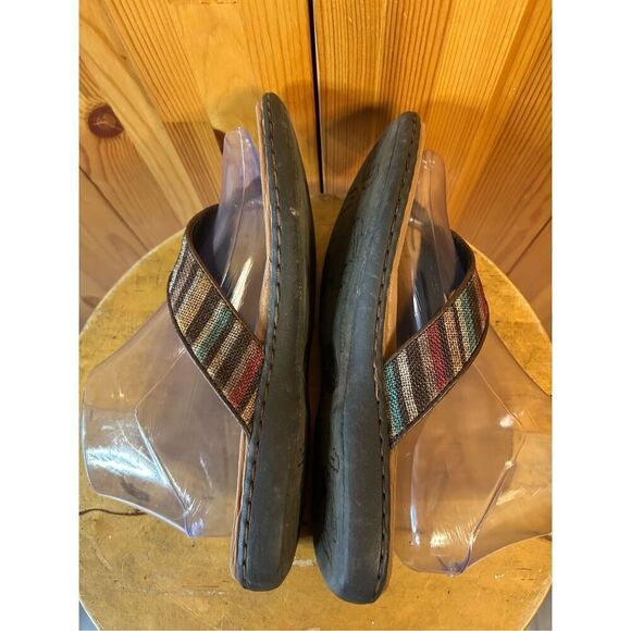 BOC Zeva Flip Flops Flat Sandals Women 8M Multi-Colored Straps Brown Shoe - Picture 5 of 8